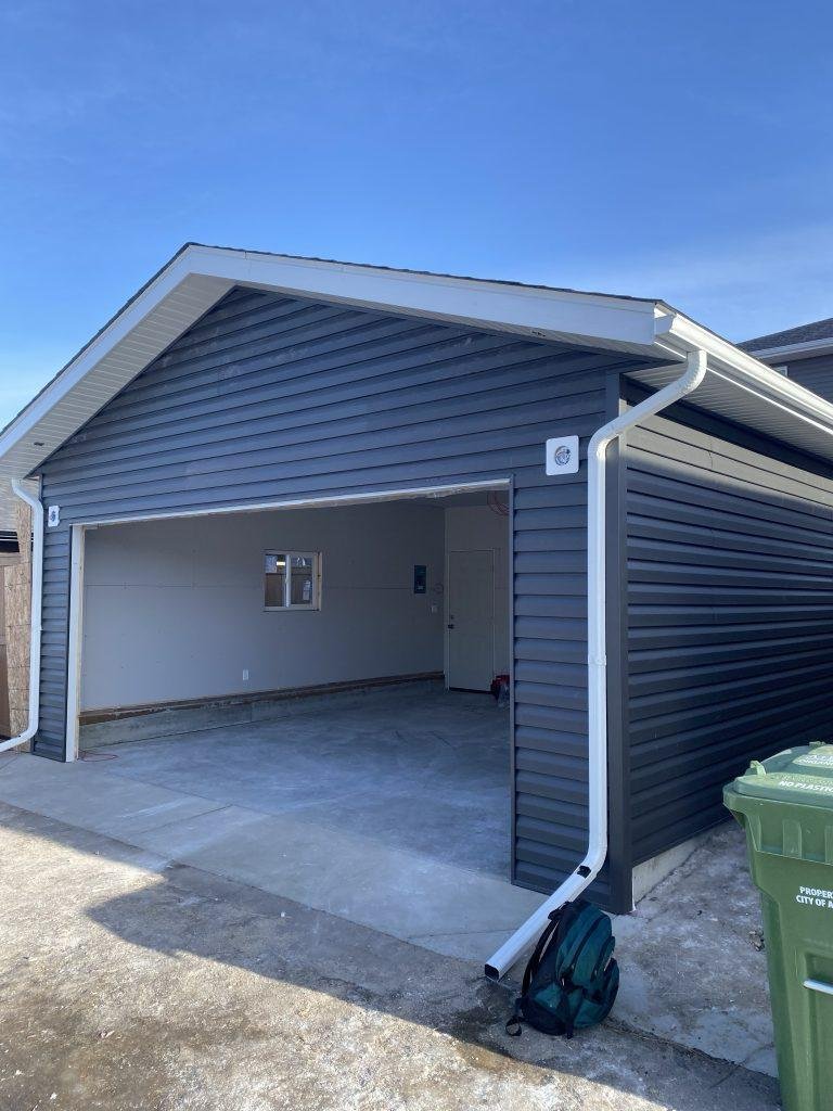 Custom garage construction project in Auburn Bay, Calgary